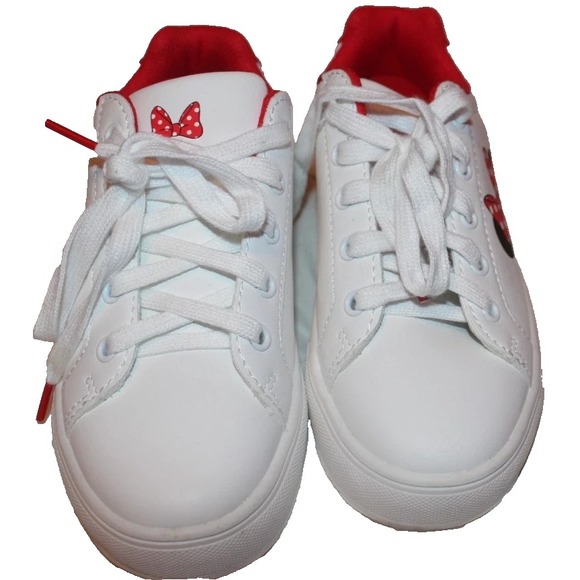 Disney‎ Minnie Mouse Limited Edition Toddler 2 Lace Up Sneaker White Red Bow - Picture 2 of 7